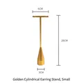 Small golden cylindrical earring display stand for jewelry storage with dimensions - Gold Column Earring Stand Small