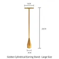 Large golden cylindrical T-shaped earring display stand for jewelry storage, height 28cm - Gold Column Earring Stand Large