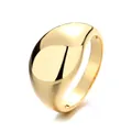 Minimalist gold-plated dome signet ring for women with a high-polished mirror finish - Size 6 / Wide Large Smooth Signet Ring Style (Style C)