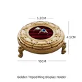 Vintage golden tripod ring display stand holder with red velvet and dimensions - Gold Tripod Ring Display Holder