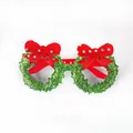 Feestelijke kerstbril voor feestjes met groene glitterkransen en rode strikken - CHYJ-16 Krans Strik Decoratieve Bril
