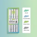Set of 4 sparkling glitter highlighter pens in assorted colors for art journaling - By the Water (4-Pack) / Chisel Tip