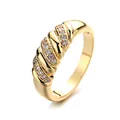 Elegant gold-plated twisted ring with sparkling pavé cubic zirconia for women - Size 6 / Pavé Rhinestone Twisted Croissant Ring Style (Style D)