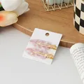 Set of two elegant pink marble-patterned seamless hair clips for women hair accessories - 2 Pcs/Set / Pink Glitter