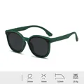 Trendy children's polarized sunglasses with a dark green frame and stylish gray lenses - Dark Green Frame / Grey Lenses (C16)