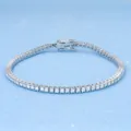 Elegant 925 sterling silver moissanite tennis bracelet for women on blue glitter background - 16.5cm (6.5 Inches) / 2mm Moissanite - White Gold