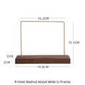 Sieradenstandaard van walnotenhout met 4 gaten en messing U-frame - 4-Gats Walnoot Brede U-Vorm