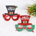 Occhiali da festa di Natale con cappello glitterato e scritta Merry Christmas in rosso e verde - Grandi Occhiali Decorativi Cilindro (CHYJ-17)