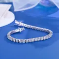 Elegant 925 sterling silver tennis bracelet with moissanite stones - 16.5cm (6.5 Inches) / 3mm Moissanite - White Gold