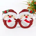 Festive red glitter Christmas glasses featuring cute Santa Claus characters for party fun. - Santa Claus Style (CHYJ-09)