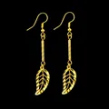 Elegant long dangle leaf-shaped gold-toned earrings, fashionable jewelry for women - Leaf Style Earrings