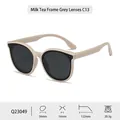 Trendy kids fashionable polarized sunglasses in milk tea frame and grey lenses - Milk Tea Frame / Grey Lenses (C13)