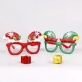 Feestelijke rode en groene glitter kerstbrillen met sneeuwvlok en hulst accenten - CHYJ-24 Clownshoed Decoratieve Bril