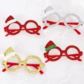 Set di quattro paia di occhiali natalizi glitterati con mini cappelli di Babbo Natale - Piccoli Occhiali Decorativi Cappello (CHYJ-26)
