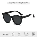 Trendy polarized sunglasses for kids featuring bright black frames and grey lenses - Bright Black Frame / Grey Lenses (C10)