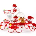 Feestelijke rode kerstbril met kerstman, sneeuwpop en rendier decoraties - CHYJ-03 Pluche Decoratieve Bril