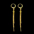 Elegant 18k gold plated long tassel lever-back earrings with dainty snake chain fringe - Circle Tassel Style Earrings