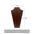 Professionele kleine retro walnoot fineer ketting display stander, maat 13x21,5cm - Walnoot Fineer Lineaire Buste Display Klein