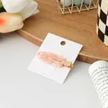 Elegant pink marble acetate hair snap clip on a white display card presentation - 1 Piece / Korean Pink Floral