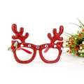 Red glitter Christmas reindeer glasses for festive holiday party costume decoration - Red Antler with Rhinestone Style (CHYJ-11R)