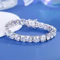 Premium 925 sterling silver Moissanite tennis bracelet with round brilliant-cut lab diamonds - 16.5cm (6.5 Inches) / 5mm Moissanite - White Gold