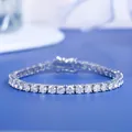 Elegant 925 sterling silver tennis bracelet with sparkling moissanite stones for women gift - 【3.5mm Moissanite】s925 Silver Plated With White Gold / 14cm