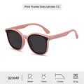 Lunettes de soleil roses pour filles avec verres gris et dimensions détaillées - Monture Rose / Verres Gris (C5)