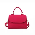 Fashionable bright pink felt handbag featuring snake pattern and detachable strap - Pink