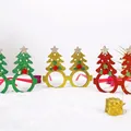 Feestelijke kerstboormvormige brillen in groen, goud en rood met schitterende glitters. - CHYJ-27 Holle Dubbele Boom Bril