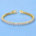 Elegant 925 sterling silver gold-plated moissanite tennis bracelet for women jewelry - [4mm Moissanite] S925 Silver Plated With Gold / 6 Inches [15.3cm]