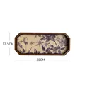 Vintage walnotenhouten achthoekige tray met blauwe roos print, 30x12,5 cm. - Vintage Achthoek Blauwe Roos Patroon Dienblad