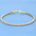 925 sterling silver gold-plated tennis bracelet with sparkling moissanite stones - [2mm Moissanite] S925 Silver Plated With Gold / 6 Inches [15.3cm]