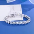 Elegant 925 sterling silver tennis bracelet featuring sparkling moissanite stones - [6mm Moissanite] S925 Sterling Silver Plated With White Gold / 6 Inches [15.3cm]