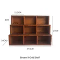 Bruine 9-vaks vintage houten trapsgewijze plank voor sieraden - Bruin 9-Vaks Getrapt Kabinet