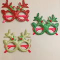 Glinsterende kerst rendier bril in rood groen en goud voor feestelijke decoratie - CHYJ-38 Kleurrijke Oren Klein Gewei Bril