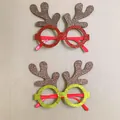 Glinsterende kerstbrillen met rendiergewei in rood en limoengroen voor feestjes - CHYJ-37 Glitter Groot Gewei Bril