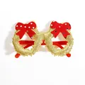 Christmas decorative glasses with gold glitter wreath frame and red polka dot bows - Golden Wreath Style (CHYJ-16G)