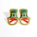 Festive St. Patrick's Day glitter leprechaun hat party glasses in sparkling green and gold - Golden Top Hat Style (CHYJ-83)