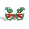 Christmas party glasses with green glitter frames and festive snowflake decorations - Green Joker Hat Furred Edge (CHYJ-24GR-1)