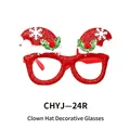 Festive red glitter Christmas party glasses with Santa hat and snowflake decorations - Red Joker Hat Style (CHYJ-24R)