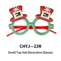 Christmas party decorative glasses featuring mini red top hats and green glitter frames - Red Mini Top Hat Style (CHYJ-23R)
