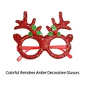 Sparkly red glitter Christmas reindeer antler decorative glasses for holiday parties - Red Colorful Mini Antler Style (CHYJ-38R)