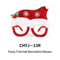 Red glitter Christmas Santa hat decorative party glasses with white faux fur trim - Red Furred Hat Style (CHYJ-13R)