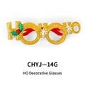 Festive golden glitter HO HO HO Christmas decorative party glasses for holiday gifts - Golden HO Style (CHYJ-14G)