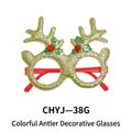 Golden glitter reindeer antler decorative glasses for Christmas holiday party favor - Golden Colorful Mini Antler Style (CHYJ-38G)