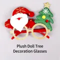 Festive Christmas party glasses with Santa and Christmas tree decorations in gold glitter - Flannel Doll Tree Santa Style (CHYJ-05-1)