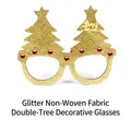 Festive gold glitter Christmas tree decorative party glasses for holiday gifts and events - Golden Glitter Non-woven Double Tree Style (CHYJ-07G)