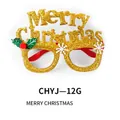 Glittery gold Merry Christmas decorative party glasses frame for holiday festive gifts - Golden English Letters Style (CHYJ-12G)
