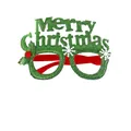 Festive green glitter Merry Christmas decorative glasses frame for holiday parties - Green English Letters Style (CHYJ-12GR)