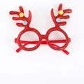 Red glitter Christmas reindeer antler glasses with colorful pompoms for holiday party - Red Pompom Antler Style (CHYJ-08R)